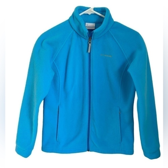 Columbia Full Zip Fleece Jacket Turquoise Youth Lg  (14-16) - Picture 1 of 10